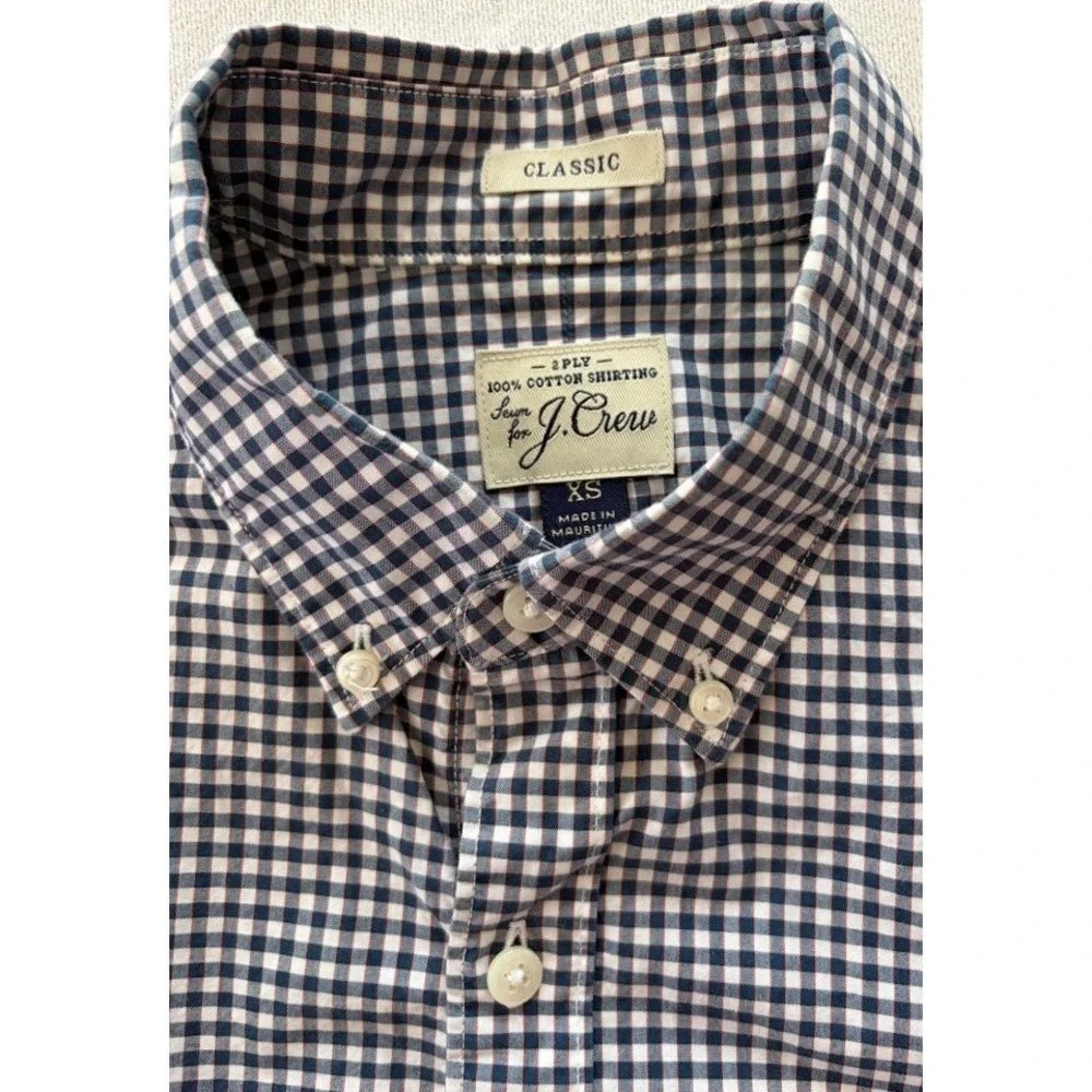 J. Crew Classic Gingham‎ Button Down Shirt Men's XS Long Sleeve Cotton Preppy